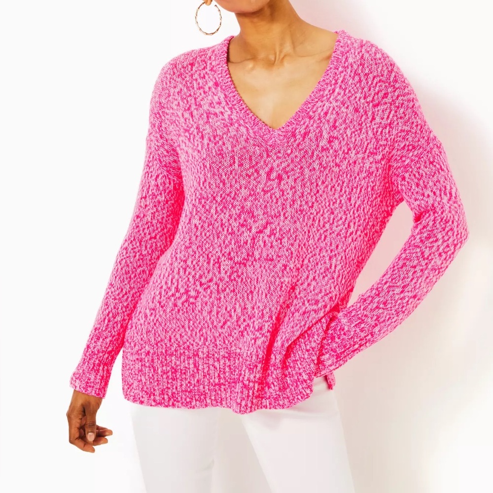 Lilly Pulitzer Bedford Sweater Passion Fruit Pink Marvel Women's Large